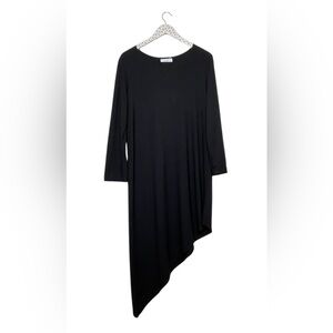 Bryn Walker Dress Asymmetrical Tunic Black Lagenlook Minimalist Chic Simple